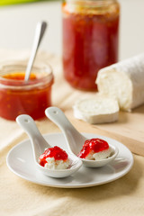 Tomato jam with goat cheese