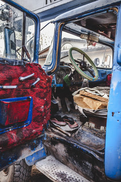Open cab old Soviet truck