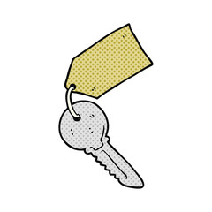 cartoon key with tag