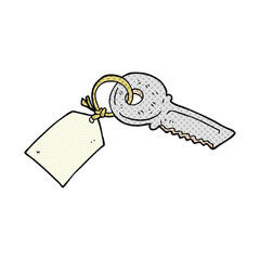 cartoon key with tag
