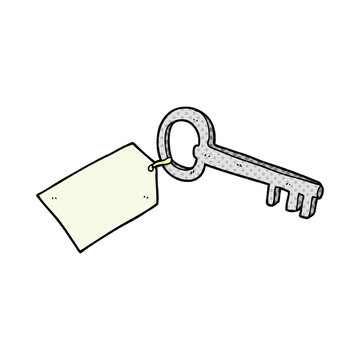 cartoon key with tag