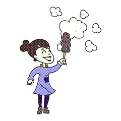 cartoon zombie woman dusting