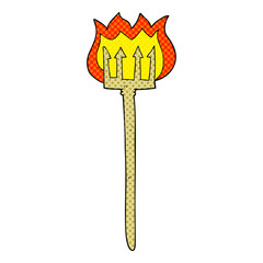 cartoon flaming devil fork