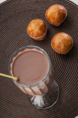 Milk ready to drink with muffin