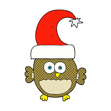 cartoon little christmas owl