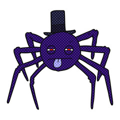 cartoon halloween spider in top hat
