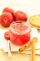Plum jam with cinnamon for breakfast