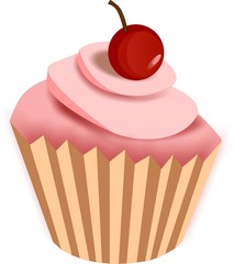 Cherry cupcake with cream