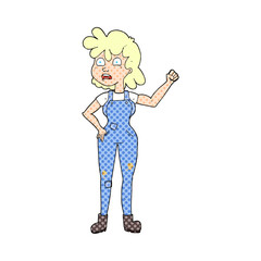 cartoon woman shaking fist