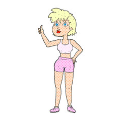 Fototapeta na wymiar cartoon happy gym woman