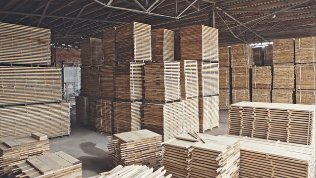 Warehouse sawn wood processing enterprises. RAW video record.