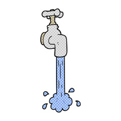 cartoon running faucet