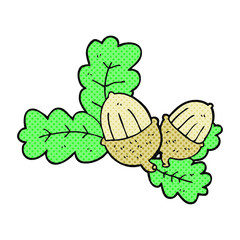 cartoon acorns and leaves