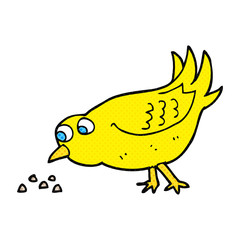 cartoon bird pecking seeds