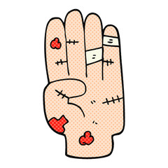 cartoon injured hand
