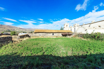 White Catholic church in rural Peru