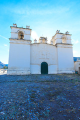 White Catholic church in rural Peru