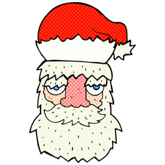cartoon tired santa claus face