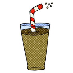 cartoon fizzy drink in glass
