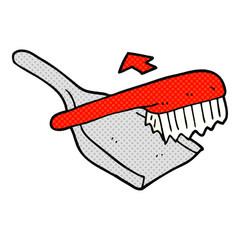 cartoon dust pan and brush