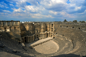 Syria. Bosra. General view of 2nd-century AD Roman theatre for 15000 seat. This site is on UNESCO World Heritage List