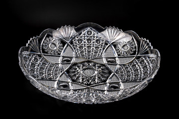Crystal dish on a black