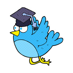 cartoon bird wearing graduation cap