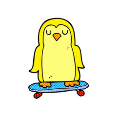cartoon bird on skateboard