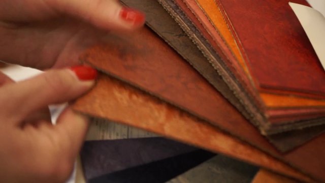 choice of color linoleum. male and female hands