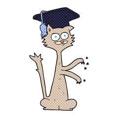 Fototapeta premium cartoon cat with graduation cap