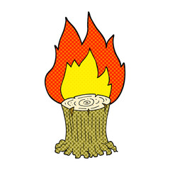cartoon big tree stump on fire