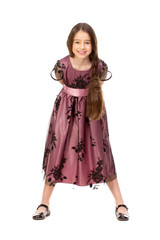Long haired girl of six years in a summer dress