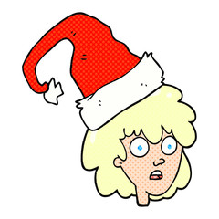 cartoon woman with santa hat