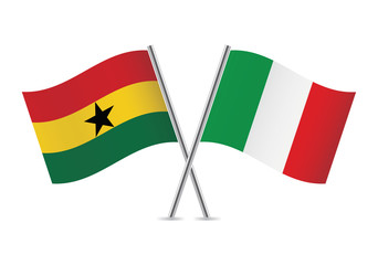 Ghanaian and Italian flags. Vector illustration.