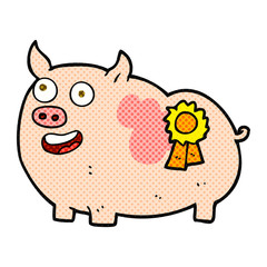 Naklejka premium cartoon prize winning pig