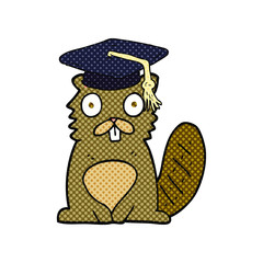 cartoon beaver graduate