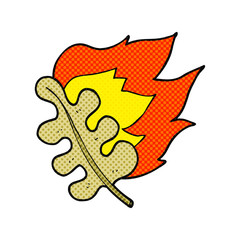 cartoon burning dry leaf