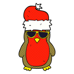 cartoon cool christmas robin