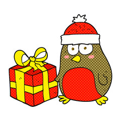 cartoon christmas robin