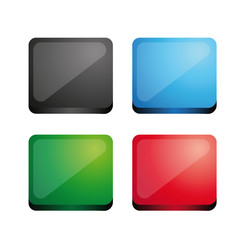 Glossy square 3d plastic speech bubble vector set