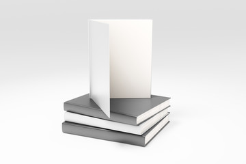 Blank book pages on pile of books, mock up