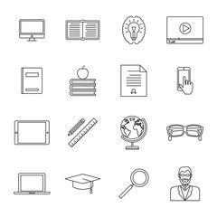 thin line education e-learning icon set. online internet education vector collection