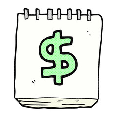 cartoon note pad with dollar symbol