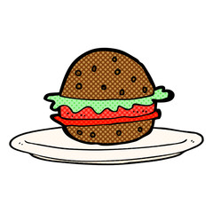 cartoon burger on plate