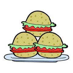 cartoon plate of burgers
