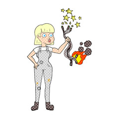 cartoon female electrician