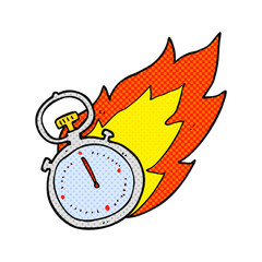 cartoon flaming stop watch