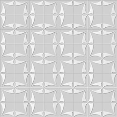 Vector damask seamless 3D paper art pattern background 150 Curve Square Cross
