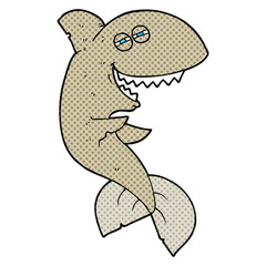 Naklejka premium cartoon laughing shark
