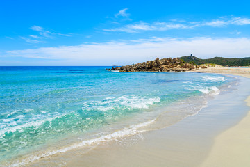 Beautiful beach on Villasimius peninsula, Sardinia island, Italy